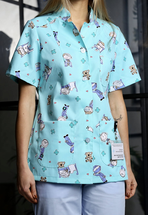 Блуза женская «Педиатр», голубой, 42