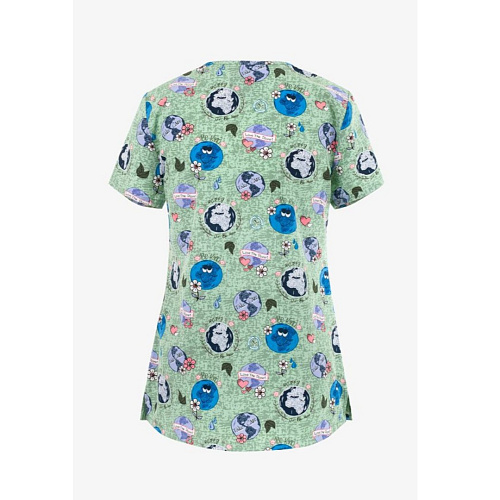 Топ женский Dickies DK717, принт "Планеты", зеленый, XS