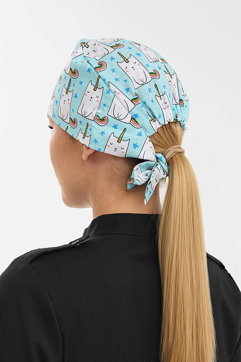 Шапочка медицинская Тезис TZ002, принт "Единороги", бирюзовый