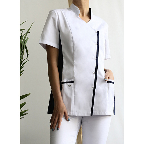 Блуза женская «Венеция», белый/темно-синий, 54