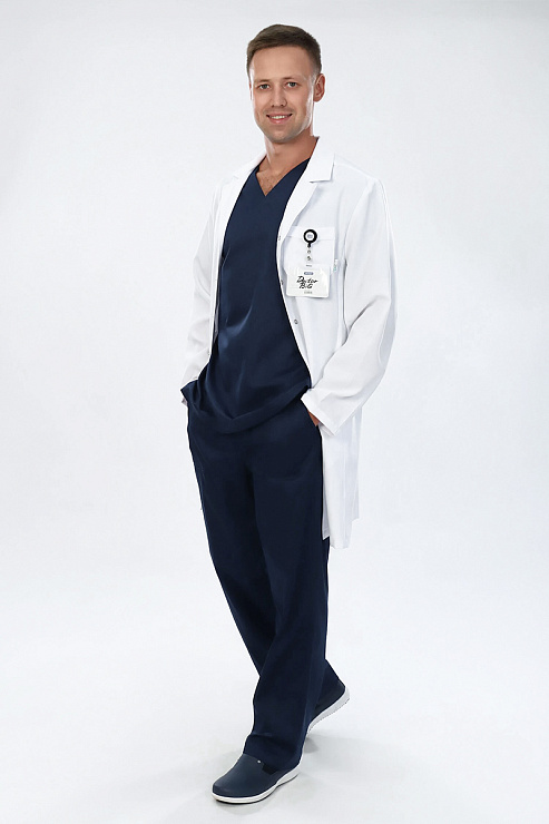 Халат мужской 510 Streich, длинный рукав, белый, 48