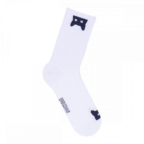 Носки мужские, "Черный кот", белый, 41-45