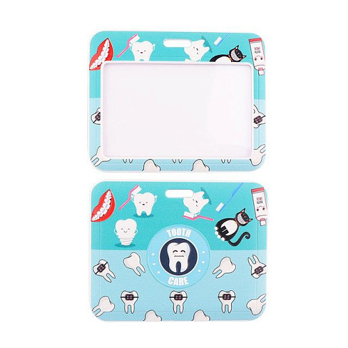 Бейдж с лентой "Уход за зубами", голубой