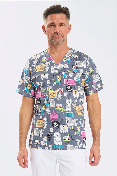 Туника мужская Тезис TZ600, принт "Котики и собачки", 50