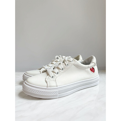 Кеды женские с сердцем, белый, 36