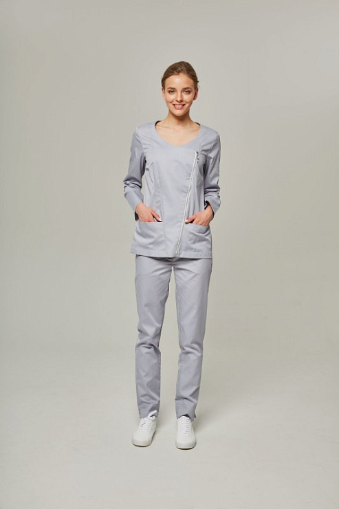 Туника женская Dr. Nice с косой молнией, серый, 48