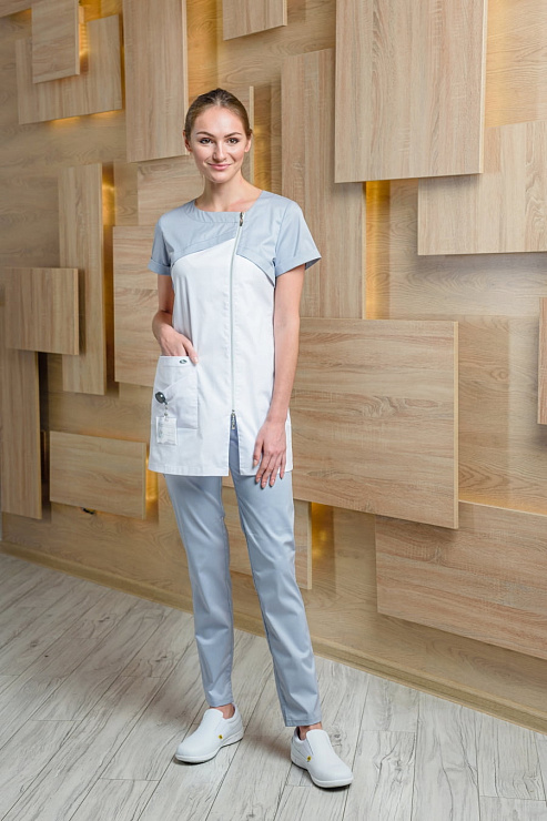 Блуза женская «Жемчуг», белый/серый, 56