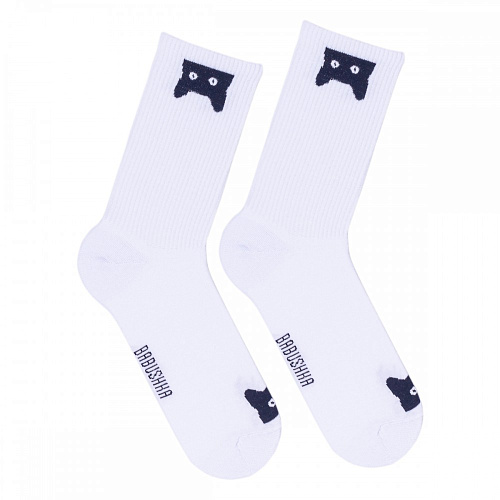Носки женские, "Черный кот", белый, 36-40
