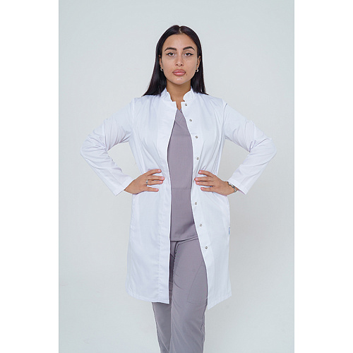 Халат женский 250, длинный рукав, белый, 60