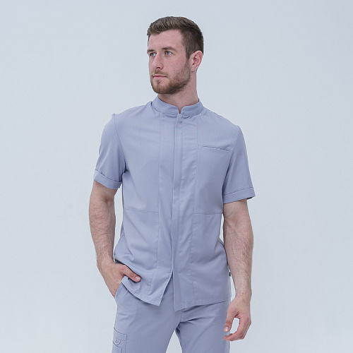 Рубашка мужская на молнии Тезис TZ700, серый, 48