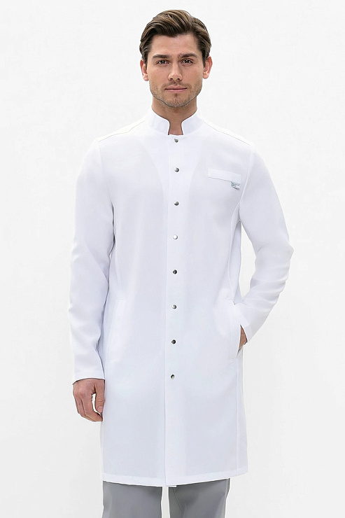 Халат мужской 584 Streich, длинный рукав, белый, 56