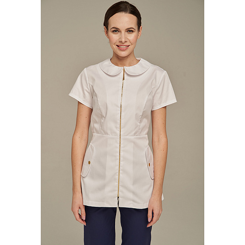 Туника женская Dr. Nice на молнии, с воротником, белый, 48