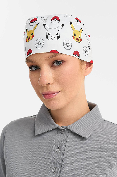 Шапочка медицинская Тезис TZ002, принт "Пикачу", белый