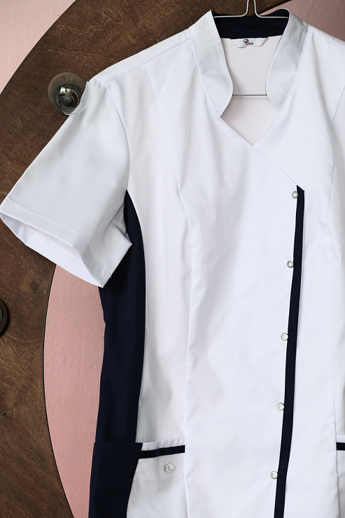 Блуза женская «Венеция», белый/темно-синий, 56