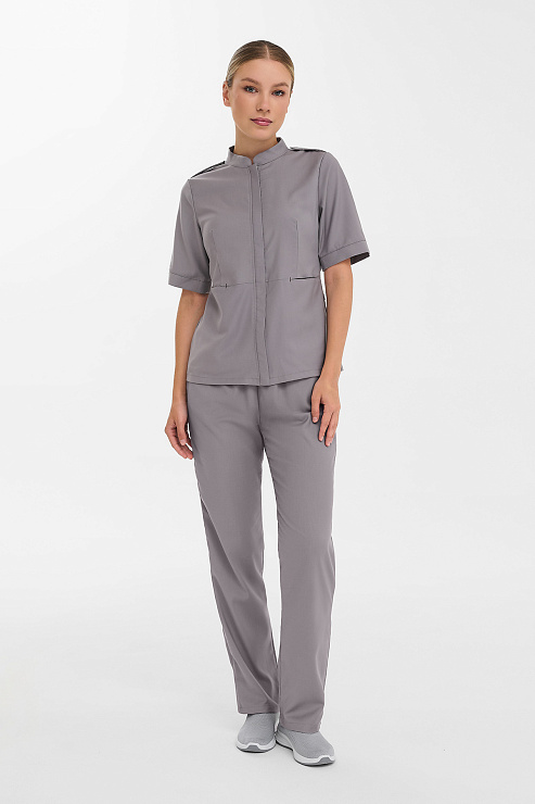 Рубашка женская на молнии Тезис TZ400, серо-бежевый, 48