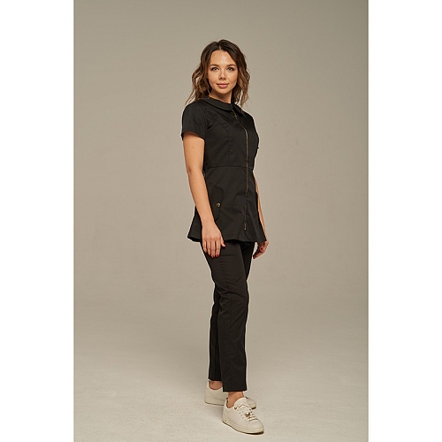 Туника женская Dr. Nice на молнии, с воротником, черный, 50