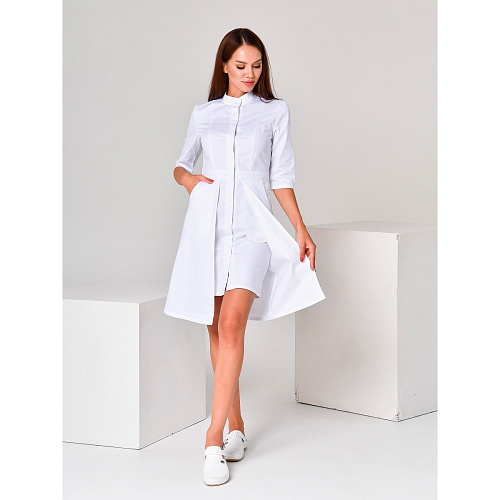 Халат женский с двойной юбкой, белый, 54