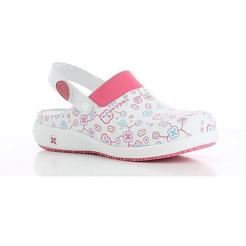 Сабо OXYPAS DORIA, белые с розовым принтом, 38