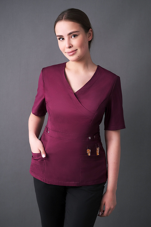 Туника женская Тезис TZ305 с принтом "Лапки", винный, 46