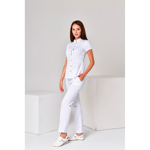 Брюки женские со стрелками, белый, 54