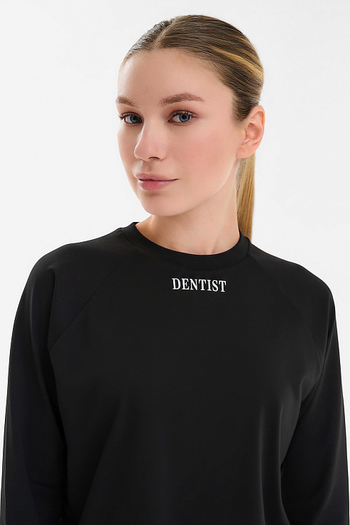Лонгслив женский Тезис TZ112, принт "DENTIST", черный, 44