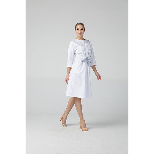 Платье Dr. Nice с серым поясом, белый, 42