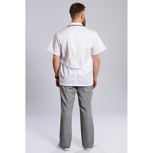 Костюм медицинский мужской, белый/серый, 58
