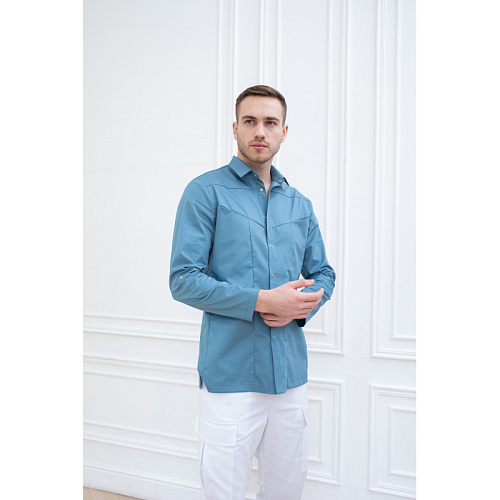 Рубашка мужская Dr. Nice, длинный рукав, деним, 52