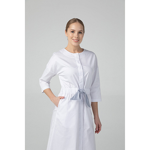 Платье Dr. Nice с серым поясом, белый, 42