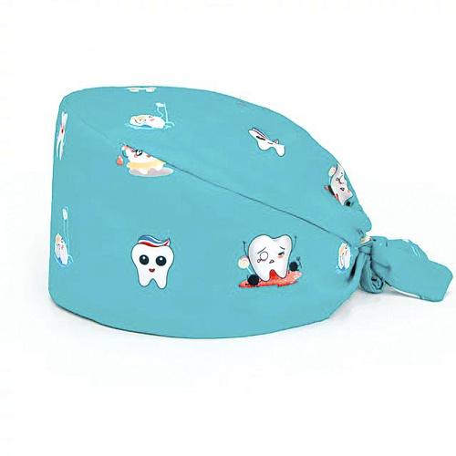 Шапочка медицинская, "Зубной уход", голубой