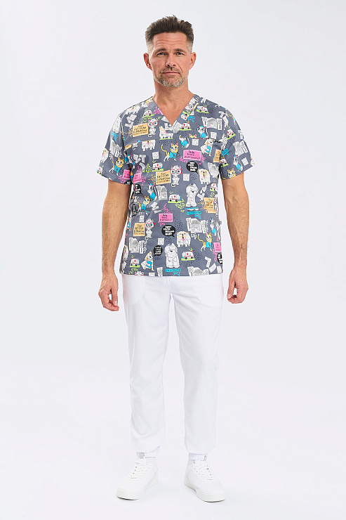Туника мужская Тезис TZ600, принт "Котики и собачки", 50