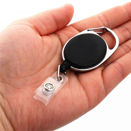 Держатель для бейджа с рулеткой, черный