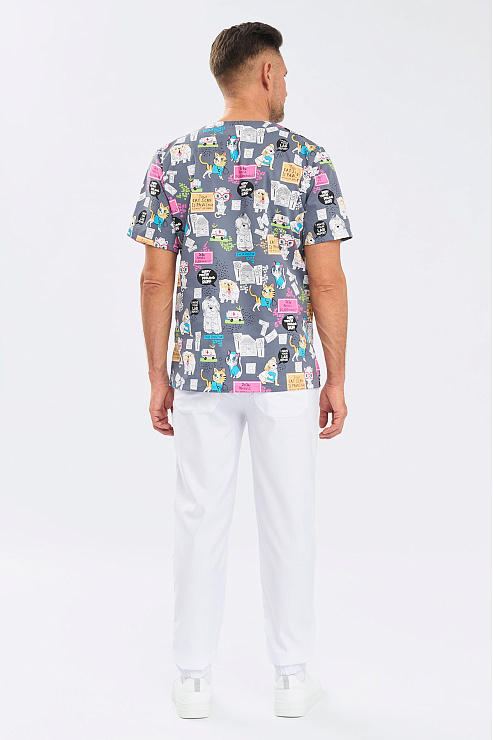 Туника мужская Тезис TZ600, принт "Котики и собачки", 50