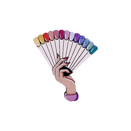 Значок "Маникюр веер", разноцветный