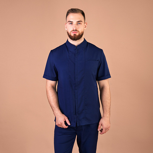 Рубашка мужская на молнии Тезис TZ700, темно-синий, 52