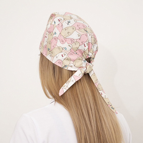 Шапочка медицинская, принт "Морские котики", розовый